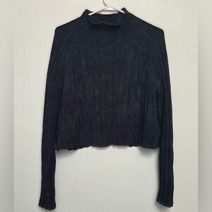 American Eagle Elegant Dark Charcoal Gray Sz M Boxy Chunky Knit Women's Sweater